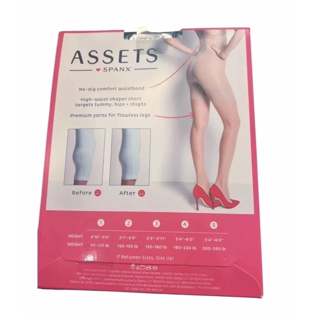 Assets Spanx Panty hose black high waist shaping‎ sheers sz 2